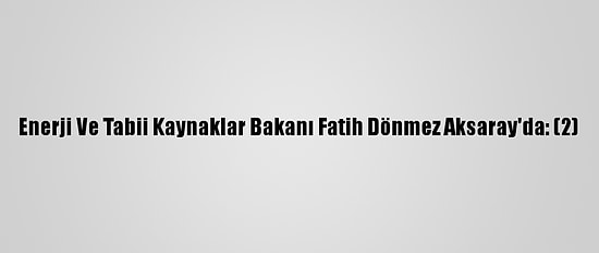 Enerji Ve Tabii Kaynaklar Bakanı Fatih Dönmez Aksaray'da: (2)