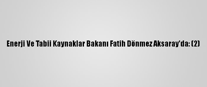 Enerji Ve Tabii Kaynaklar Bakanı Fatih Dönmez Aksaray'da: (2)