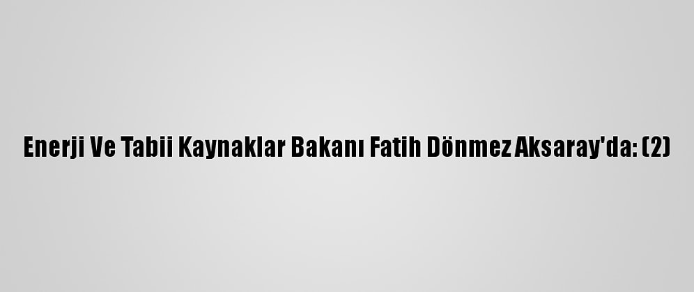 Enerji Ve Tabii Kaynaklar Bakanı Fatih Dönmez Aksaray'da: (2)