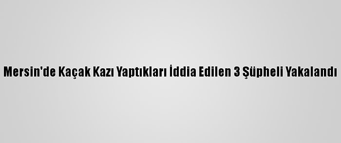 Mersin'de Kaçak Kazı Yaptıkları İddia Edilen 3 Şüpheli Yakalandı