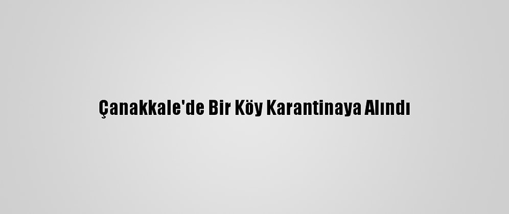 Çanakkale'de Bir Köy Karantinaya Alındı