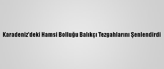 Karadeniz'deki Hamsi Bolluğu Balıkçı Tezgahlarını Şenlendirdi
