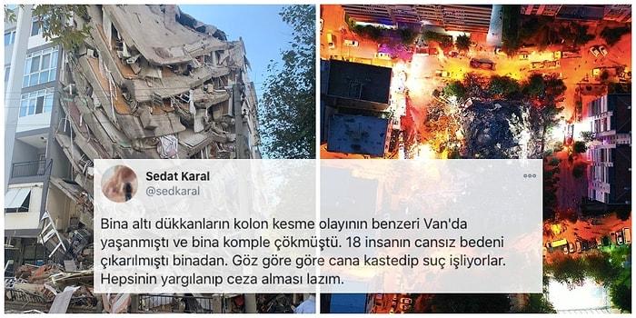 İzmir'deki Depremle İlgili Korkunç İddia: Bayraklı'da Yalnızca Bir Tarafı Çöken Binanın Kolonları Kesildi mi?