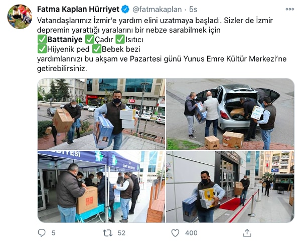 Zor zamanlarda birbirine destek olmayı bilen bir halk olarak deprem bölgesi için çok kısa sürede organize olundu.