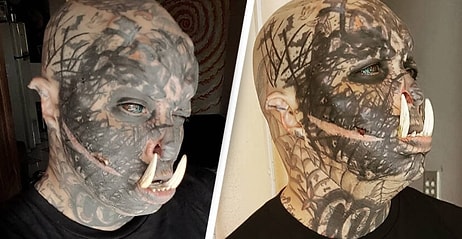 Татуировщик из Бразилии вставил себе бивни, чтобы еще больше стать похожим на орка