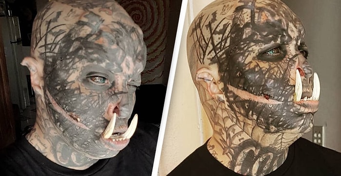 Татуировщик из Бразилии вставил себе бивни, чтобы еще больше стать похожим на орка