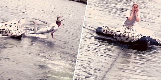 Hababam Sınıfına Özenen Adam, Sevgilisini Yatağıyla Birlikte Suyun Ortasına Bırakıyor!