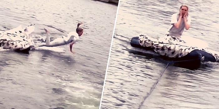 Hababam Sınıfına Özenen Adam, Sevgilisini Yatağıyla Birlikte Suyun Ortasına Bırakıyor!