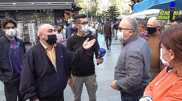 Kendine Muhabir isimli YouTube kanalının sokak röportajında tartışan 2 erkeğin lafına, 'Sen çobanlığı beğenmiyor musun?' diyerek giren kadın AKP'yi övmeye başladı.