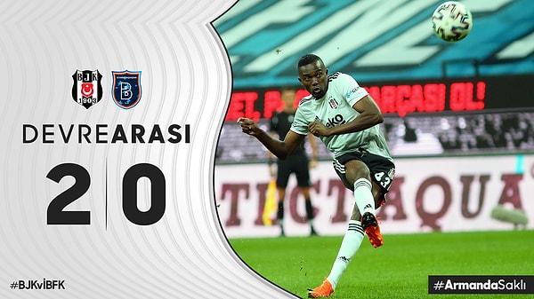Maçın ilk yarısı 2-0 Beşiktaş üstünlüğüyle tamamlandı.