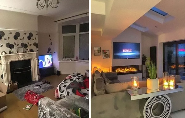 Электрический камин теперь согревает гостиную