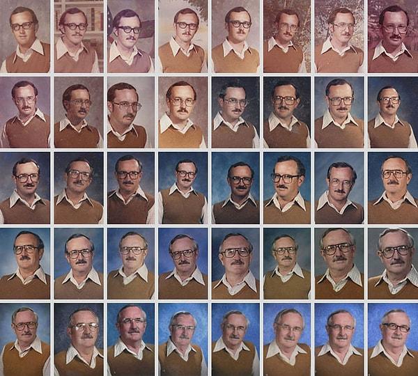 4. Yıllık çekimlerinde 40 yıl boyunca aynı kıyafeti giyen öğretmen: