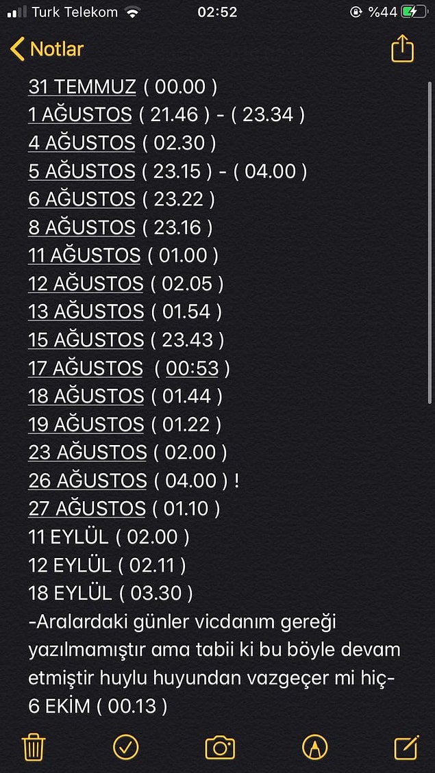 6. Erkek arkadaşının eve giriş çıkış saatlerini kayıt altına almış bir tuhaf beyin!