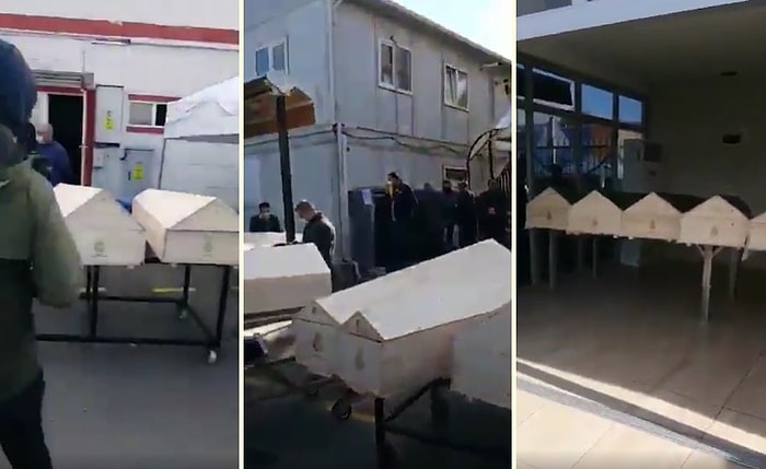 Küçükçekmece Gasilhanesinde Bugün Çekildiği İddia Edilen ve Koronavirüsten Hayatını Kaybeden Onlarca İnsanın Tabutunu Gösteren Acı Görüntüler