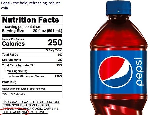 1. Единственная разница между Pepsi и Coke заключается в том, что Pepsi производится с лимонной кислотой, а Кока-Кола - нет.