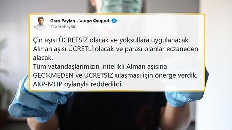'Çin Yerine Nitelikli Alman Aşısı Ücretsiz Olsun' Önergesi AKP ve MHP Tarafından Reddedildi
