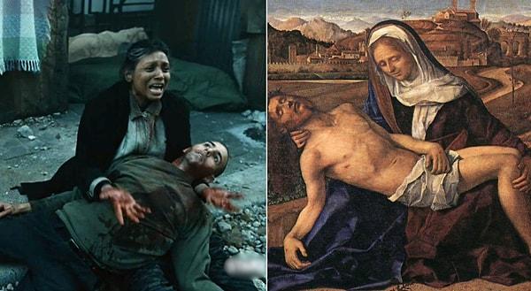 18. Alfonso Cuarón'nun 'Son Umut' (2006) filmi ve Giovanni Bellini'nin 'Pietà Donà delle Rose' (1505) tablosu:
