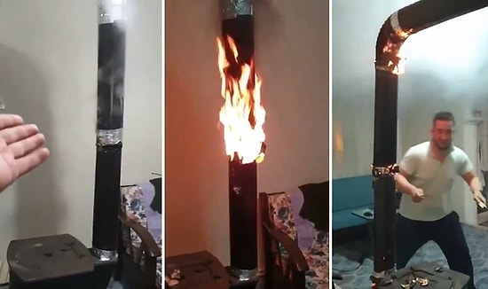 Tutuşturmaya Çalıştıkları Sobanın Boruları Alev Alınca Ne Yapacağını Bilemeyen Gençler