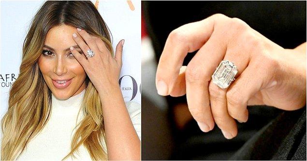 4. Kim Kardashian'ın tektaş demeye bin şahit isteyeceğiniz bu yüzüğü ise çalınmıştı...