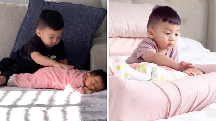 Yeni Doğan Kardeşi ile İlgilenen Ufaklığı İzlerken Gözlerinizden Kalpler Fışkıracak