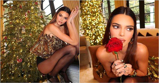 3. Dünyaca ünlü model Kendall Jenner, Noel pozlarıyla ortalığı kasıp kavurdu!
