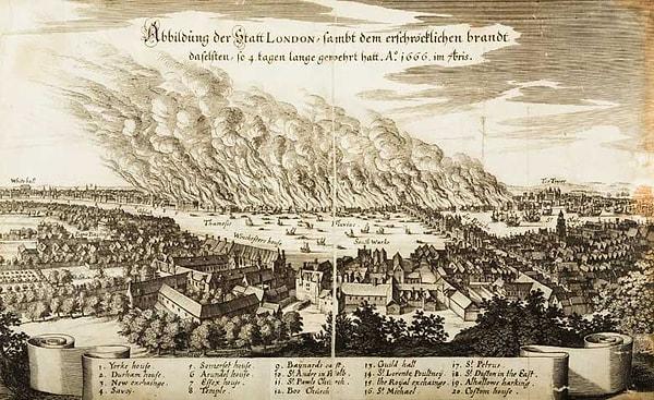 10. 2 Eylül 1666 ile 5 Eylül 1666 yılları arasında İngiltere'nin Londra şehrinde büyük bir yangın gerçekleşiyor.