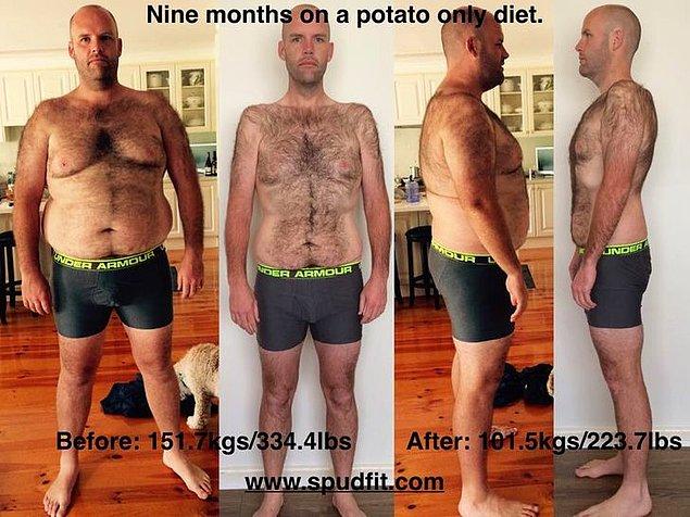Bu adam aynı zamanda kilo vermek ve yeme alışkanlığını düzenlemek için patatesi 'vücudu için gerekli yakıt' olarak düşünmüş.