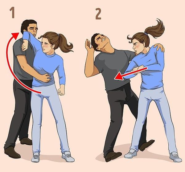 7. Yandan bir saldırıya uğrarsanız: Dirseğiniz ile hamle yapın.