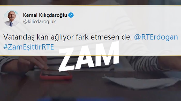 Kılıçdaroğlu, Erdoğan'ı Etiketleyerek Paylaştı: CHP'den '#ZamEşittirRTE' Videosu