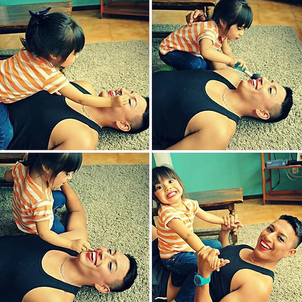 10. Тот прекрасный момент, когда папа позволяет своей дочке сделать себе макияж и кайфует от процесса едва ли не больше, чем дочка :).