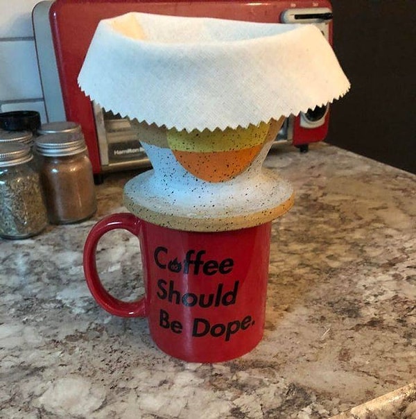 12. "Я самостоятельно сшила многоразовый кофейный фильтр из органического хлопка муслина".