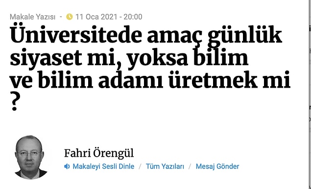 Bir de üniversitelerimizin dünya çapındaki başarılarının küçümsenmesi var tabii.