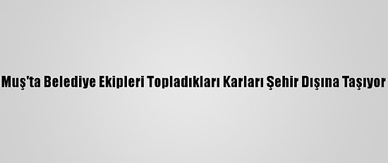 Muş'ta Belediye Ekipleri Topladıkları Karları Şehir Dışına Taşıyor