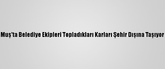 Muş'ta Belediye Ekipleri Topladıkları Karları Şehir Dışına Taşıyor