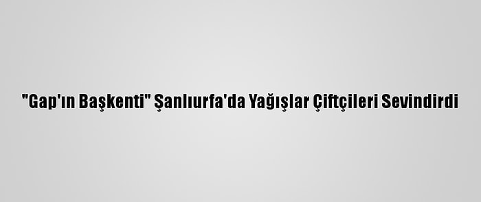 "Gap'ın Başkenti" Şanlıurfa'da Yağışlar Çiftçileri Sevindirdi