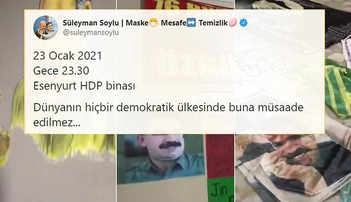 HDP Binasındaki Öcalan Posterlerini Paylaşan Soylu: 'Hiçbir Demokratik Ülkede Buna Müsaade Edilmez'