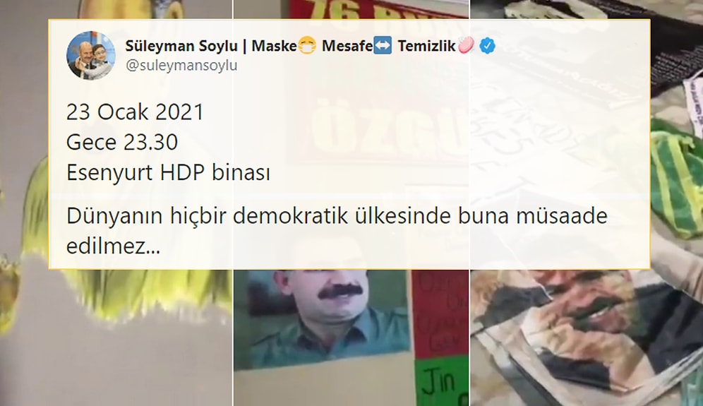 HDP Binasındaki Öcalan Posterlerini Paylaşan Soylu: 'Hiçbir Demokratik Ülkede Buna Müsaade Edilmez'