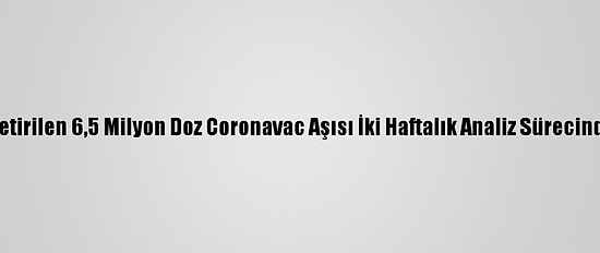 Türkiye'ye Getirilen 6,5 Milyon Doz Coronavac Aşısı İki Haftalık Analiz Sürecinden Geçecek