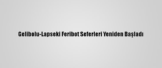 Gelibolu-Lapseki Feribot Seferleri Yeniden Başladı