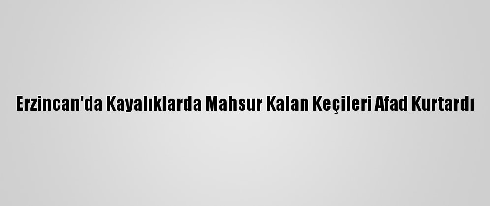 Erzincan'da Kayalıklarda Mahsur Kalan Keçileri Afad Kurtardı