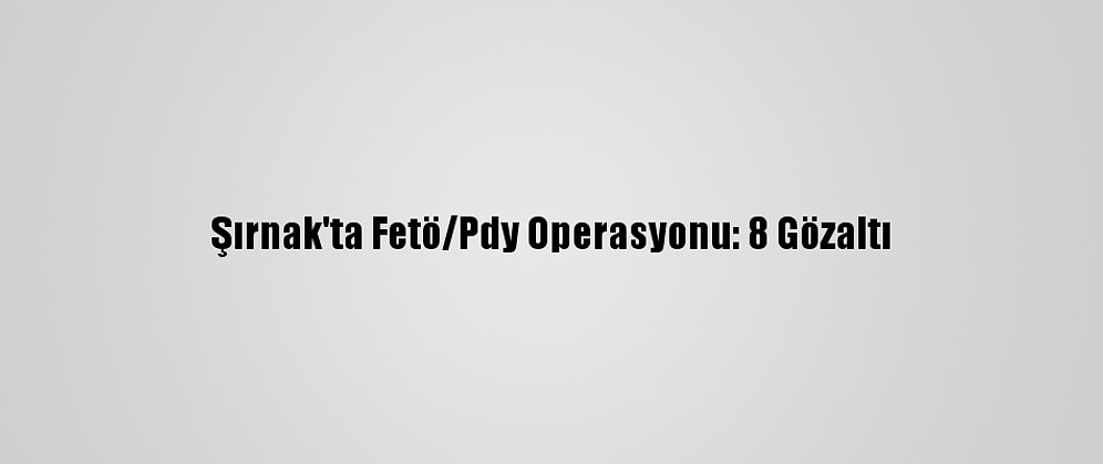 Şırnak'ta Fetö/Pdy Operasyonu: 8 Gözaltı