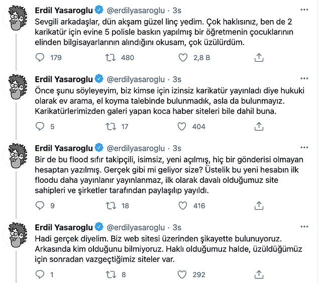 İddiaların ardından ünlü karikatürist bu tweetleri atanın fake olduğunu söyledi.