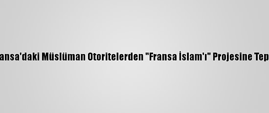 Fransa'daki Müslüman Otoritelerden "Fransa İslam'ı" Projesine Tepki