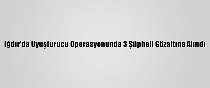 Iğdır'da Uyuşturucu Operasyonunda 3 Şüpheli Gözaltına Alındı