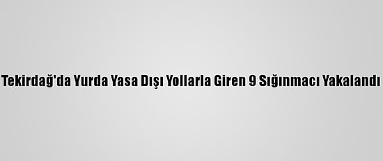 Tekirdağ'da Yurda Yasa Dışı Yollarla Giren 9 Sığınmacı Yakalandı