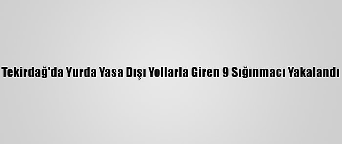 Tekirdağ'da Yurda Yasa Dışı Yollarla Giren 9 Sığınmacı Yakalandı