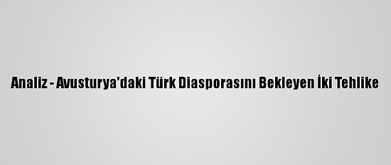 Analiz - Avusturya'daki Türk Diasporasını Bekleyen İki Tehlike