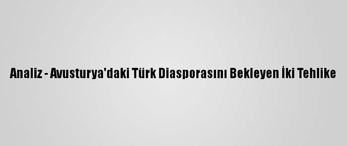 Analiz - Avusturya'daki Türk Diasporasını Bekleyen İki Tehlike