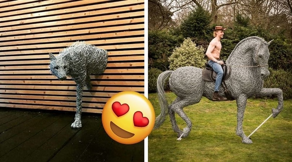 Британская художница делает из проволоки скульптуры животных, которые даже способны выдержать на себе вес человека!