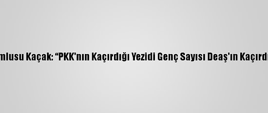 Kdp Sincar Sorumlusu Kaçak: “PKK'nın Kaçırdığı Yezidi Genç Sayısı Deaş'ın Kaçırdıklarından Fazla”